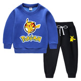 Children Pokemon Pikachu Hoodie & Pant Set Fleece Lined Padded Warm Keeping Winter Clothes Sweatershirt Suit