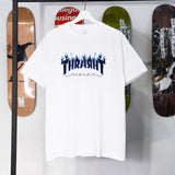Thrasher T Shirt Flame Print T-shirt Heavy Cotton Loose