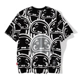 Men T Shirt Summer Casual Tops Cartoon Full Printed Short Sleeve T-shirt Fashionable Loose