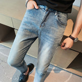 Men Trousers Stretch Slim Blue Jeans