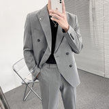 Double Brewed Seersucker Suit Slim Fit Men's Casual Solid Color