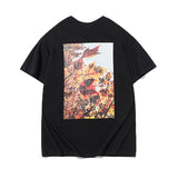 Fog T Shirt Double Line Floral Sunset Maple Leaf Print Loose Men and Women Short Sleeve Fear Of God