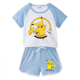 Children Pokemon Pikachu Tshirts & Shorts Short Sleeve T-shirt Shorts Casual Two Neutral