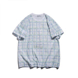 Men T Shirt Summer Casual Tops Summer Casual Cartoon Bear Printed Plaid Short Sleeve T-shirt