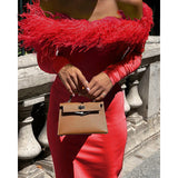 Emily Ratajkowski Dress Sexy Sheath Long Sleeve Feather Dress