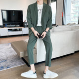 Seersucker Suit Men's Suit Two-Piece Set