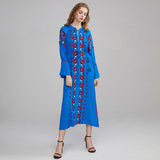 Women Dresses Bohemian Fashion Embroidered Floral V-neck Dress