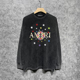 Amiri Long Sleeve T-Shirt Fashion Brand Washed and Worn Long Sleeve T-shirt