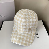 Vintage Check Baseball Cap Plaid Rhinestone