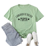 Boy Mama T Shirts Labrador Retriever Mama Letter Print Short-Sleeve T-shirt
