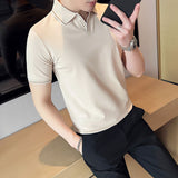 Men Short Sleeve T-shirt V-neck Slim-Fit Short-Sleeved T-shirt