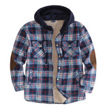 Mens Flannel Jacket with Hoodie Autumn and Winter Plaid, Brushed Warm Shirt Jacket Hoodie