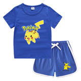Children Pokemon Pikachu Tshirts & Shorts Leisure Sports Suction Suit Neutral