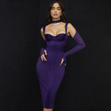 Music Festivals Rave Outfits Dress Autumn and Winter Stitching Sexy Slim Hip Women's Dress