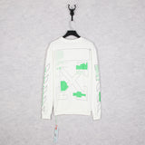 Off White Long Sleeve Round Neck Sweater Fall/Winter Crew Neck Pullover Sweatshirt