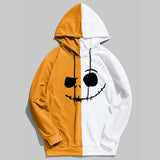 Smiley Face Hoodie Color Matching Stitching Casual Hoodie Jacket Stitching