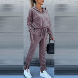 Women Pants Suit Autumn and Winter Solid Color Fashion Loose Two-Piece Suit