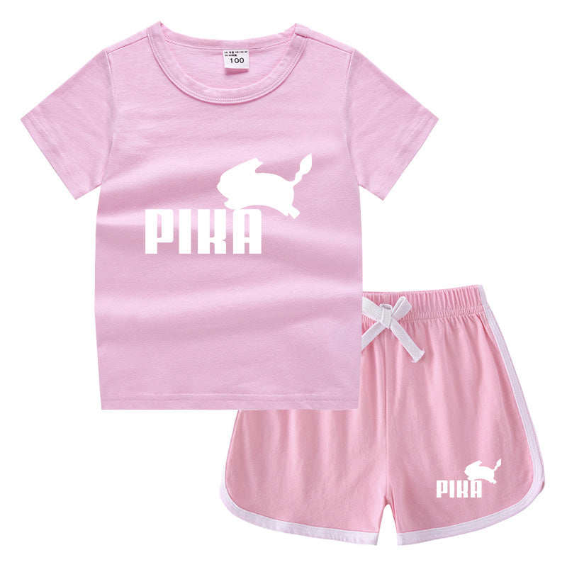 Children Pokemon Pikachu Tshirts & Shorts Casual Sports Sweat-Absorbent Suit Neutral