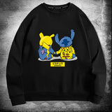 Men and Women Pokemon Pikachu Hoodie Pikachu Joint Name Stitch Back Shadow Crew Neck Pullover Sweatshirt
