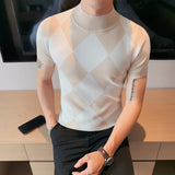 Men Short Sleeve T-shirt Summer Men's Short Sleeve Knitted T-shirt