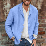 Mens Linen Suits Spring and Autumn Leisure Cotton Linen Loose Suit Jacket