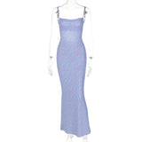 Women Exotic Dresses Spring and Summer Sexy Slim Fit Backless Strap Floral Dress