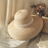 Straw Hat Retro French Pearl Raffia Hat