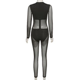 Summer Women's Clothing Sexy Mesh Stitching High Waist Tight Casual Sports Jumpsuit Women