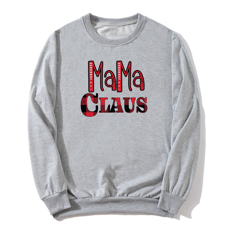 Boy Mama Hoodie Red Plaid Mama Printed Crew Neck Sweatshirt