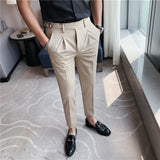 Men Trousers Slim Fit Light Business Casual Trousers