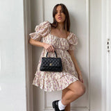 Women Summer Dresses Midi Dress Summer Puff Sleeve Short Skirt Dress