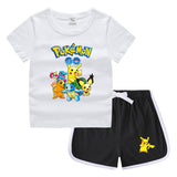 Children Pokemon Pikachu Tshirts & Shorts Leisure Sports Suction Suit Neutral