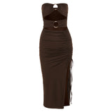 Music Festivals Rave Outfits Dress Sexy Cutout High Slit Sheath Dress