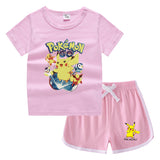 Children Pokemon Pikachu Tshirts & Shorts Leisure Sports Suction Suit Neutral