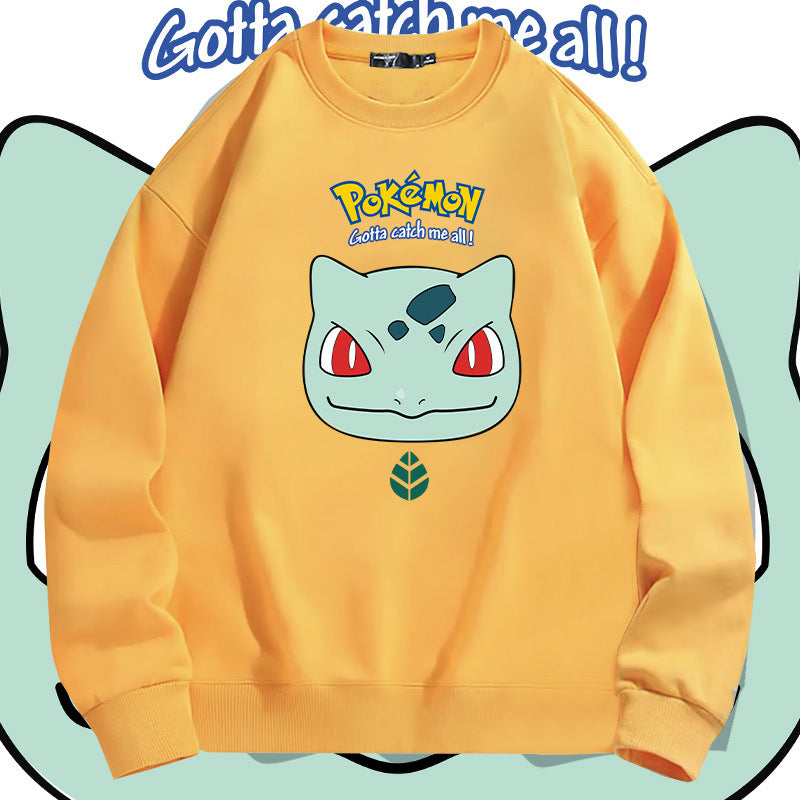 Men and Women Pokemon Pikachu Hoodie Bulbasaur Crew Neck Pullover Sweatshirt