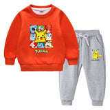 Children Pokemon Pikachu Hoodie & Pant Set Fleece Lined Padded Warm Keeping Winter Clothes Sweatershirt Suit