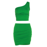 Women Top & Skirt 2 Piece Set Summer Cropped Tank Top Sheath Skirt Casual Suit