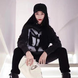 Chito Dog Print Hoodie Autumn and Winter Hooded Sweater Women's Loose Top