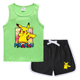 Children Pokemon Pikachu Tshirts & Shorts Sports Sweat-Absorbent Shirt Suit