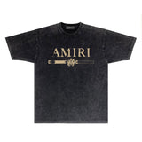 Amiri T Shirt Washed and Worn Retro Short Sleeve T-shirt