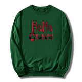 Boy Mama Hoodie Red Plaid Mama Printed Crew Neck Sweatshirt