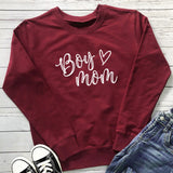Boy Mama Hoodie Mother's Day Boy Mom Letter Love Heart Floral Print Long Sleeve Pullover