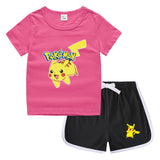 Children Pokemon Pikachu Tshirts & Shorts Leisure Sports Suction Suit Neutral