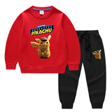 Children Pokemon Pikachu Hoodie & Pant Set Two-Piece Baby Cotton Sweater Set