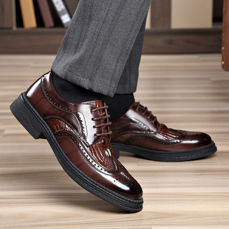 Indo Western Shoes Brogue Men's Shoes British Style Carving Genuine Leather Business Formal Men's Leather Shoes