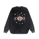 Amiri Long Sleeve T-Shirt Fashion Brand Washed and Worn Long Sleeve T-shirt