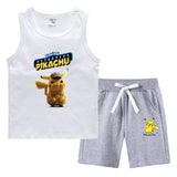 Children Pokemon Pikachu Tshirts & Shorts Summer Vest Middle Pants Sports Casual Thin Two Pieces
