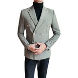 Double Brewed Seersucker Suit Fall Winter Men Jacket Vintage Casual Suit