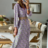 Women Bohemian Dress Women's Summer Long-Sleeve Printed Dress