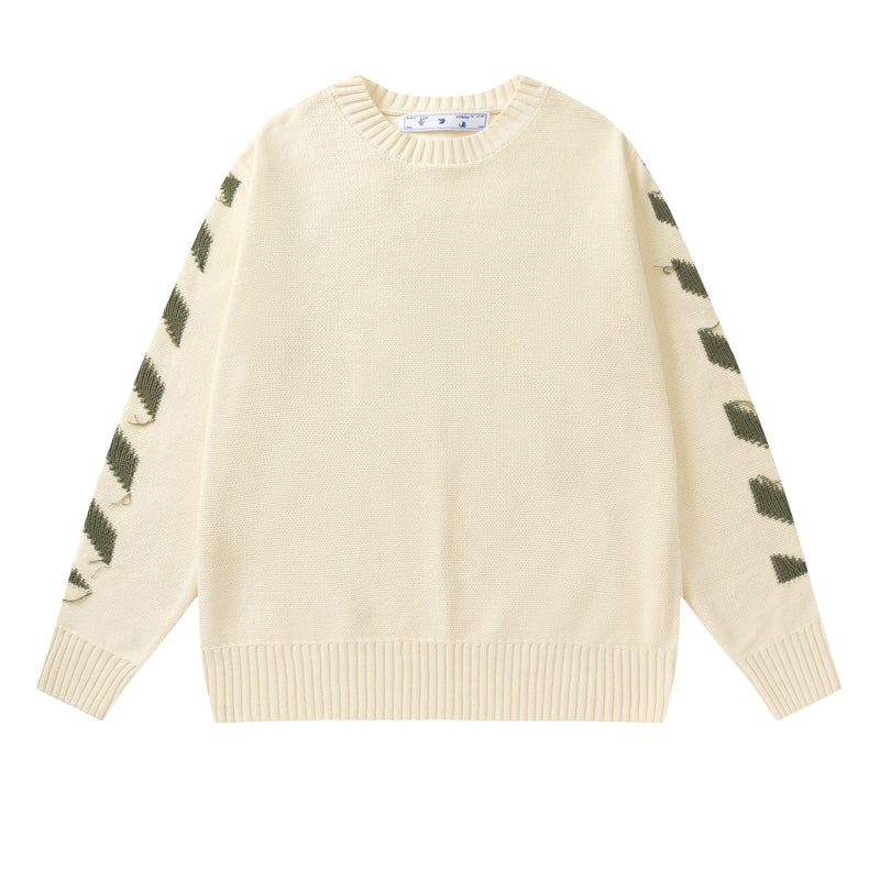 Off White Winter Fleece Sweatshirts Autumn and Winter Knitted Sweater for Men and Women